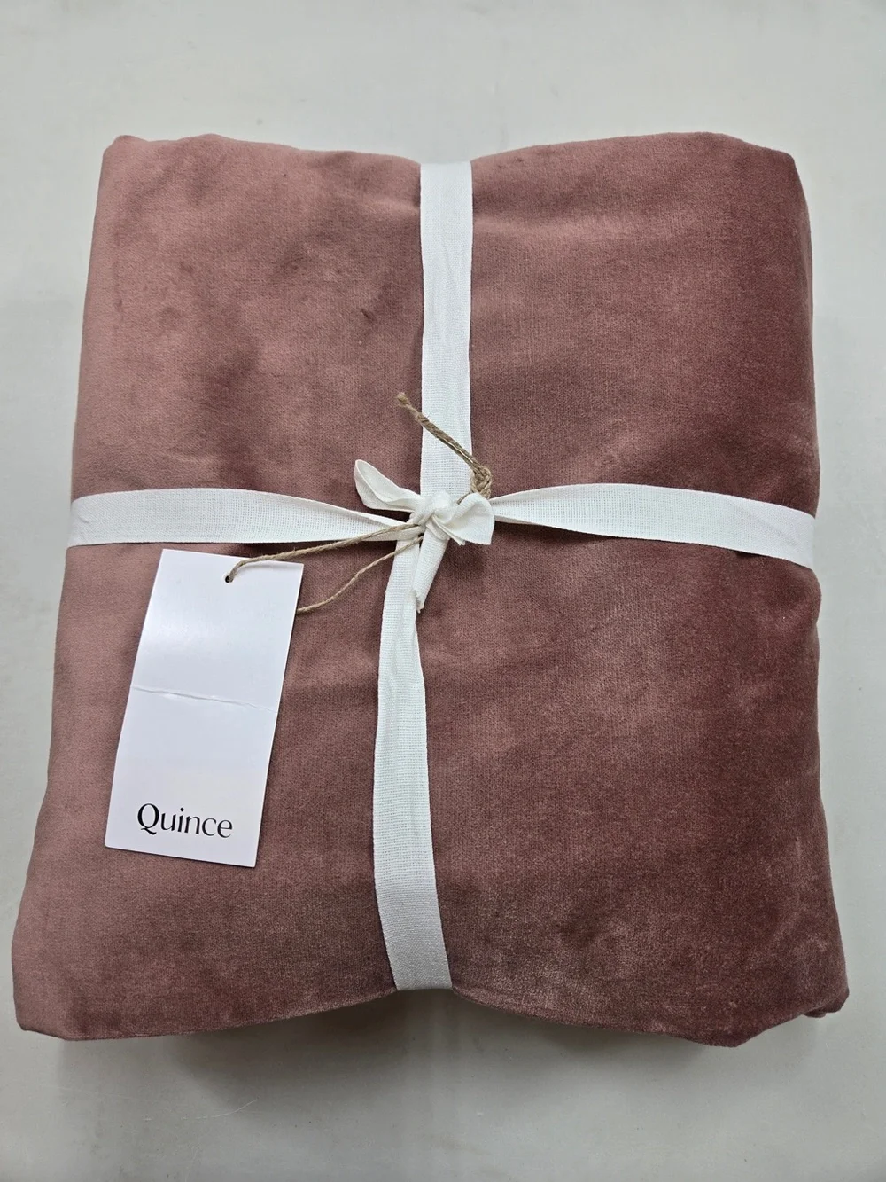 NWT QUINCE 1 48x96 Cotton Velvet Curtain Mauve 9338